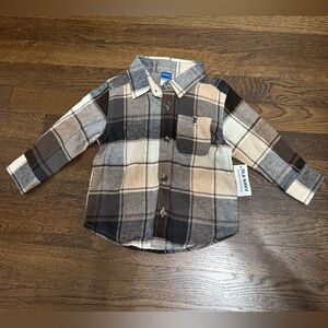 Old Navy Brown and Cream Button Down Shirt